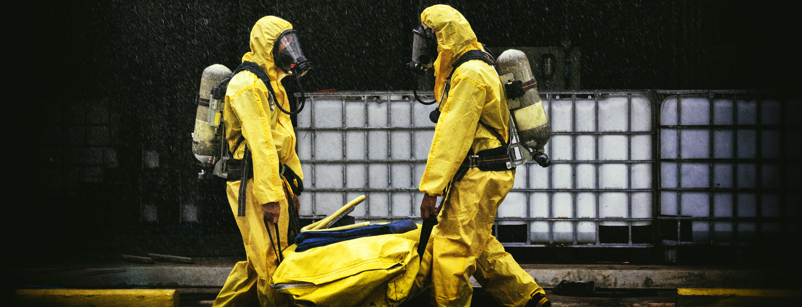 Chemical Spill Pollution Response Team In Action Recovery Stop Spill Of The Chemical Spill Pollution At Factory . Hazard Emergency Response Concept